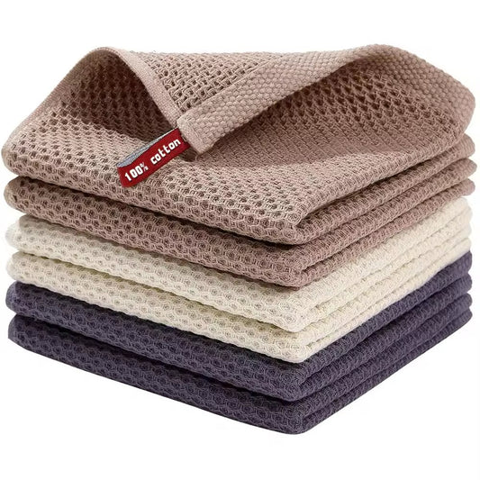Geschirrtücher 100% Baumwolle 3er Set 30 x 30 cm Weiche Küchenhandtücher Waffeldesign - Hotelclubshop