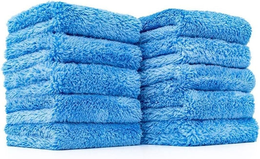 10x Microfasertuch Auto Poliertuch Trockentuch 500GSM 40x40cm Randlos Blau