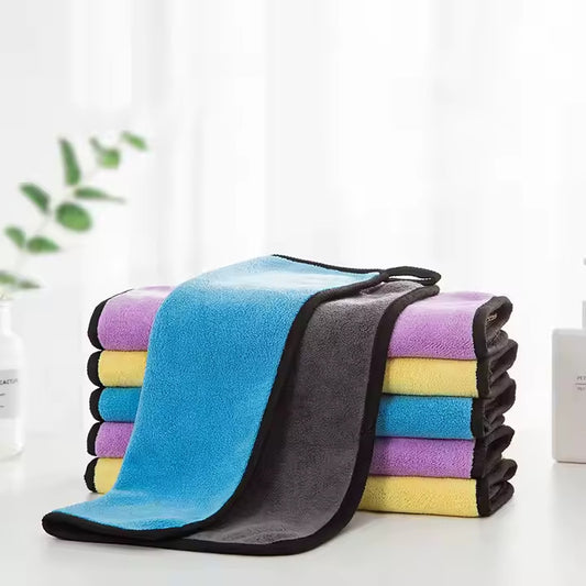 5x 500GSM Autowaschtuch Mikrofaser-Polierhandtuch blau & saugstark 30x30cm