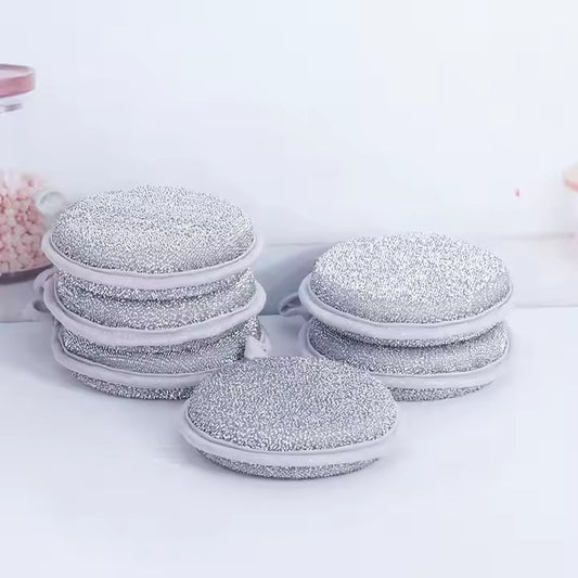 5 Set Spülschwamm Rund Robust Silber Schwämme Küche Topfreiniger 100x Anwendbar